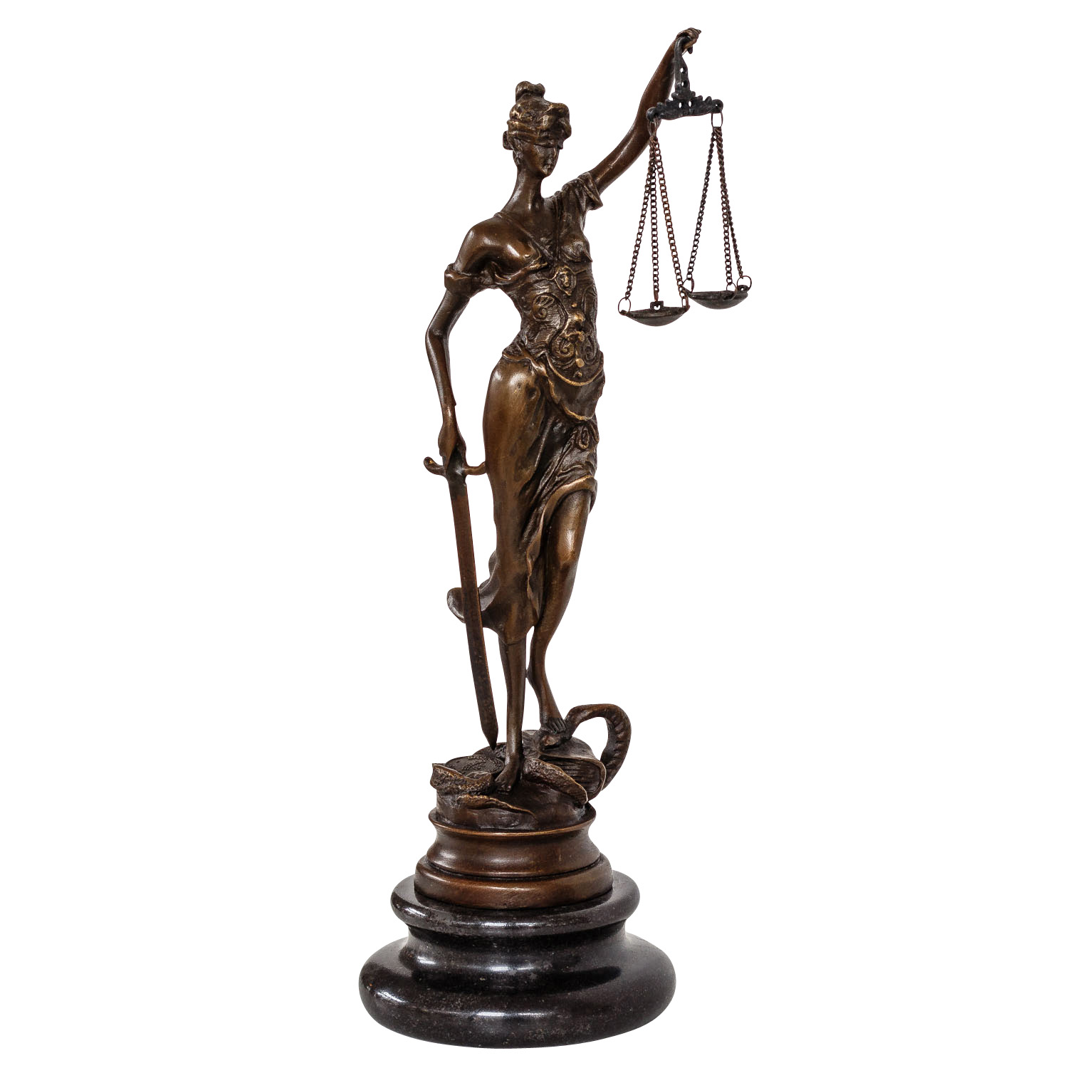 Bronze Fireplace Screen Unique Bronze Sculpture Lady Justice Justitia Figure Lawyer Antique Style Statue 24cm