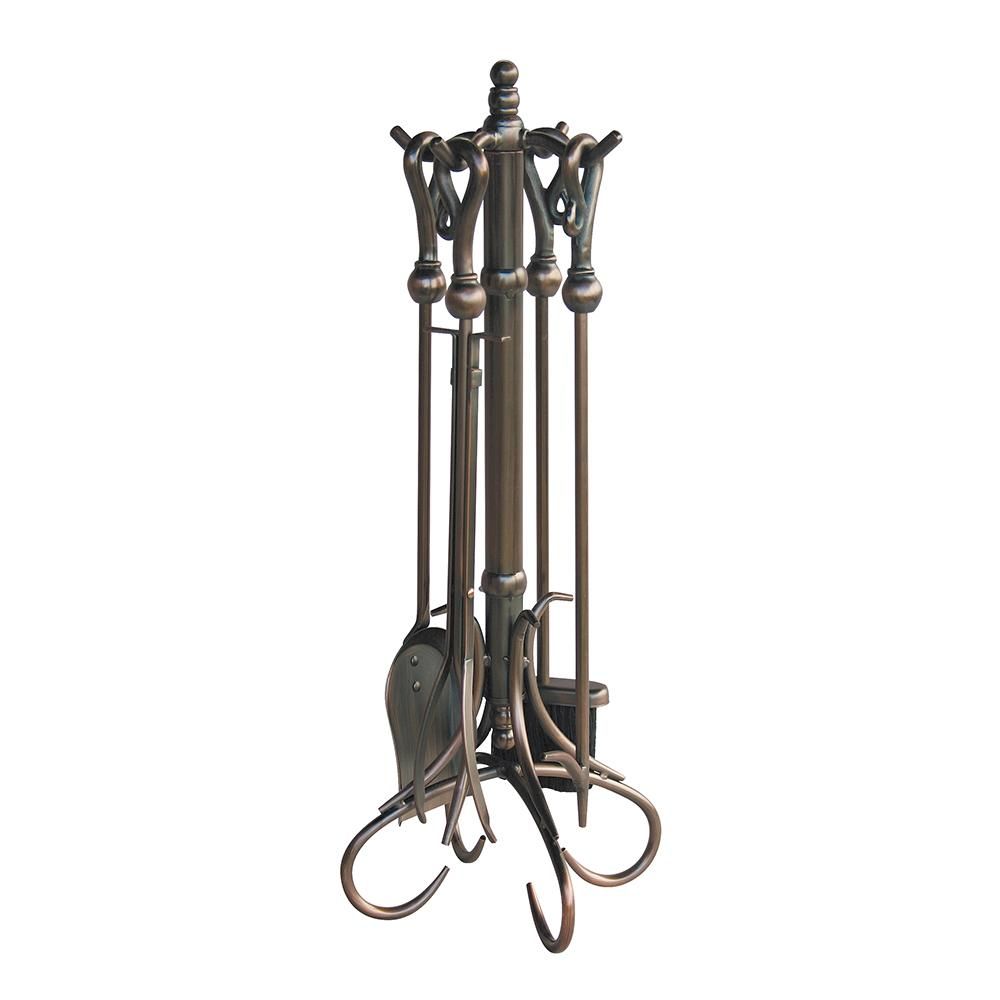 UniFlame Black Wrought Iron 5 Piece Fireplace Tool Set with 74befde7ce6c601a b f