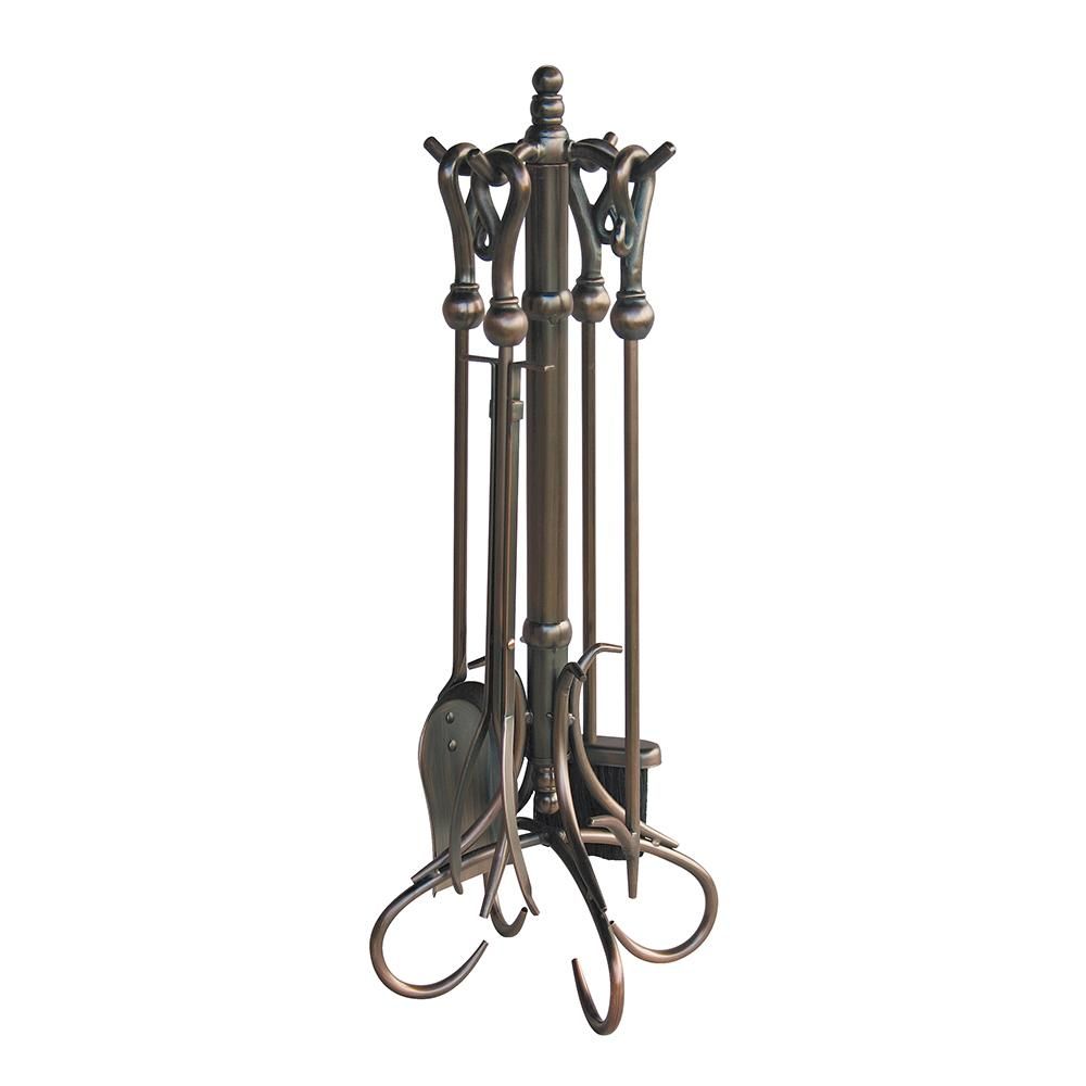 Bronze Fireplace tools Luxury Uniflame Black Wrought Iron 5 Piece Fireplace tool Set with