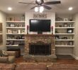 Built In Bookshelves Fireplace Fresh Stacked Rock Fireplace Barnwood Mantel Shiplap top with
