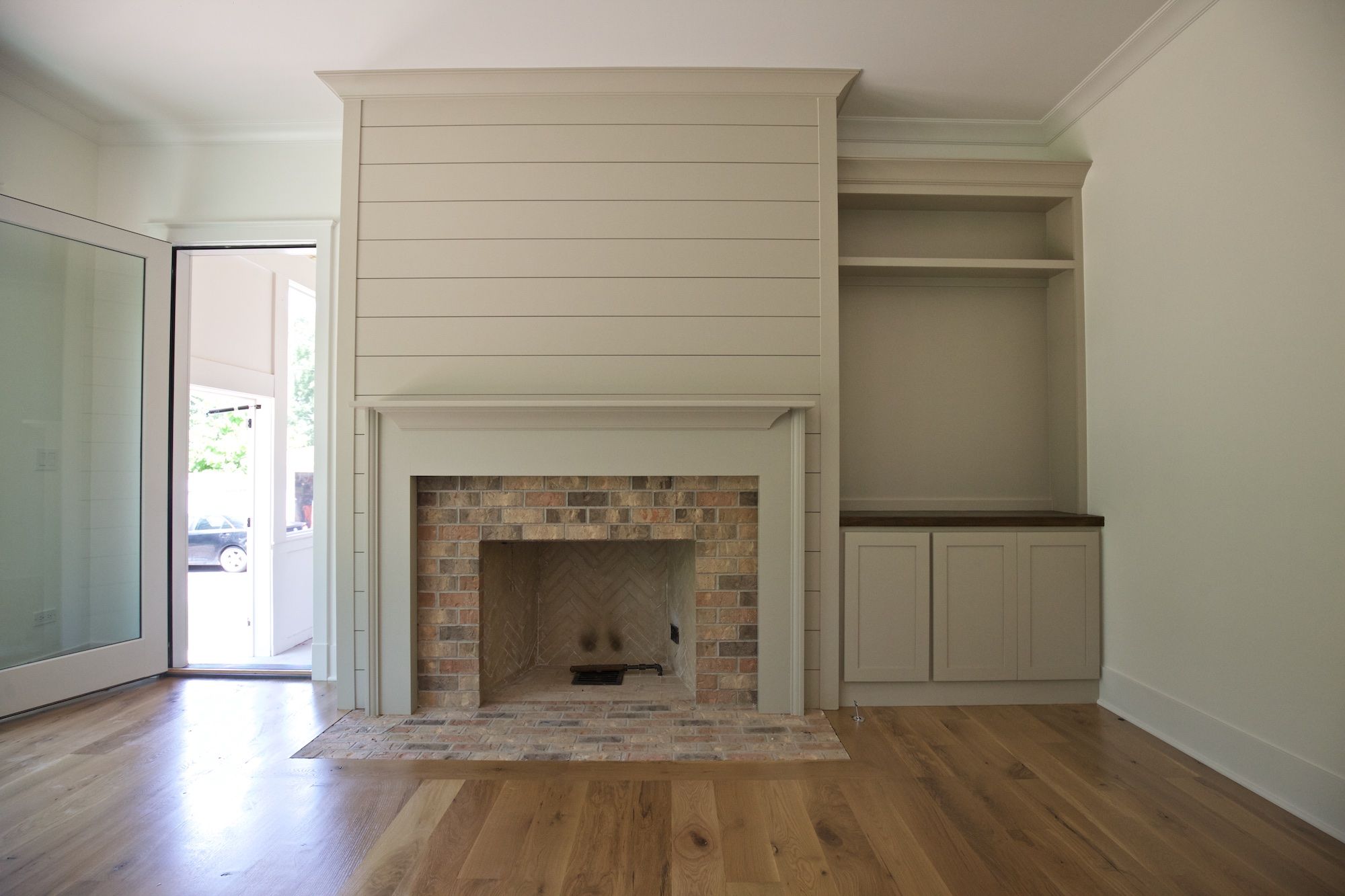 Built In Bookshelves Fireplace New Shiplap Fireplace Surround In Family Room