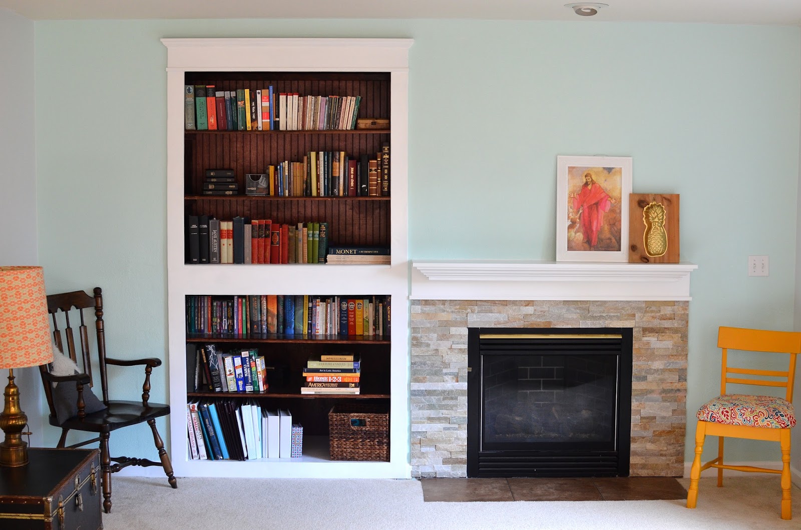 Built In Shelves Around Fireplace New Family Room Update Fireplace Bookshelf and Window