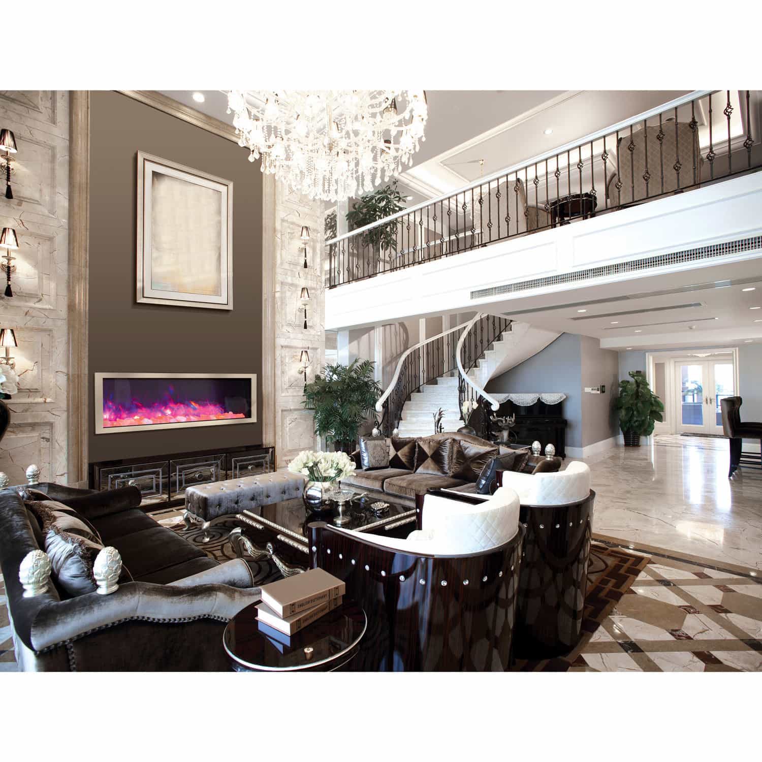 72" Panorama Slim Electric Fireplace BI 72 SLIM Amantii bi 72 slim azgold luxury room 1