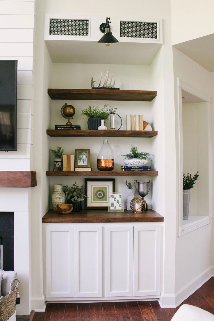 Built Ins Next to Fireplace Luxury Styling the Floating Shelves In Our Modern Farmhouse