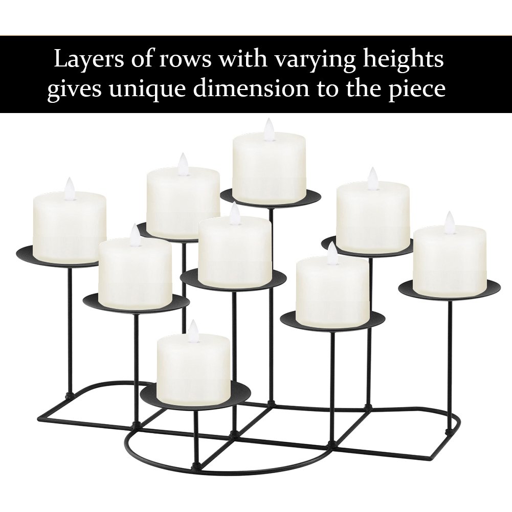 Candle Holder for Inside Fireplace New Smtyle Diy 9 Mantle Candelabra Flameless or Wax Candle Holders for Fireplace with Black Iron Decoration On Desk Floor