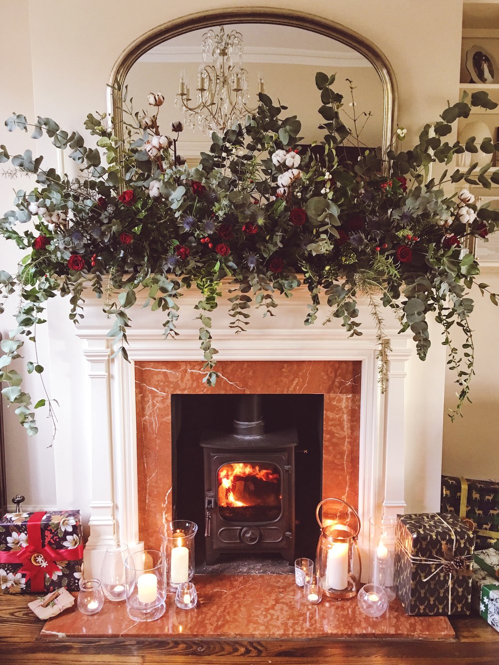 Candle Holders for Fireplace Hearth Beautiful My Home at Christmas How to Make This Fireplace Garland