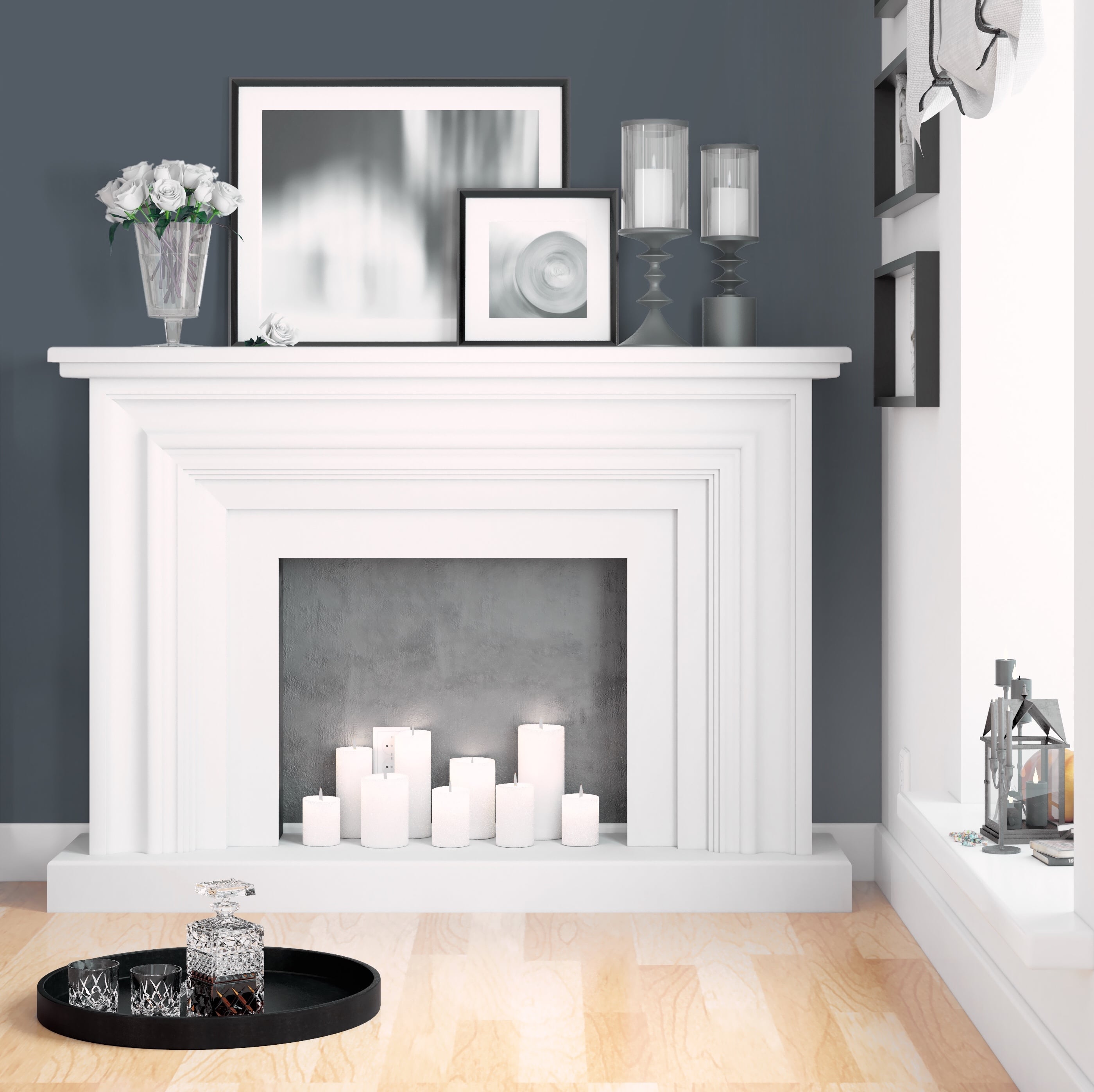 Interior Find Stone Fireplace Ideas Fits Perfectly To Your best grey wall paint with candle stick holders and stone fireplace ideas also wooden floors plus window treatments for charming modern living room design ideas stacked stone fireplace surround standou