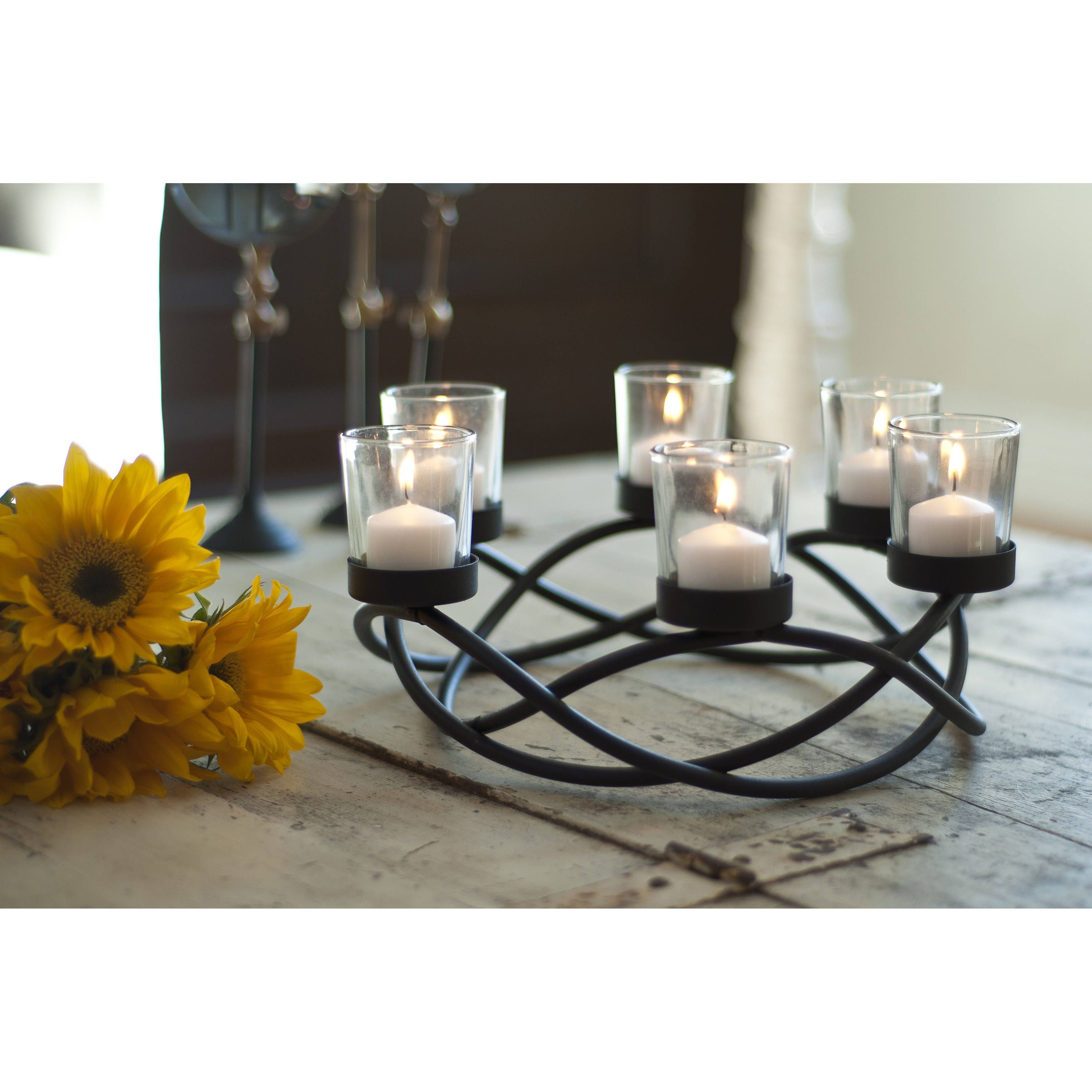 Candle Holders for Fireplace Hearth New Porch & Den Montclair Ardsley Round Waves Black Wrought Iron