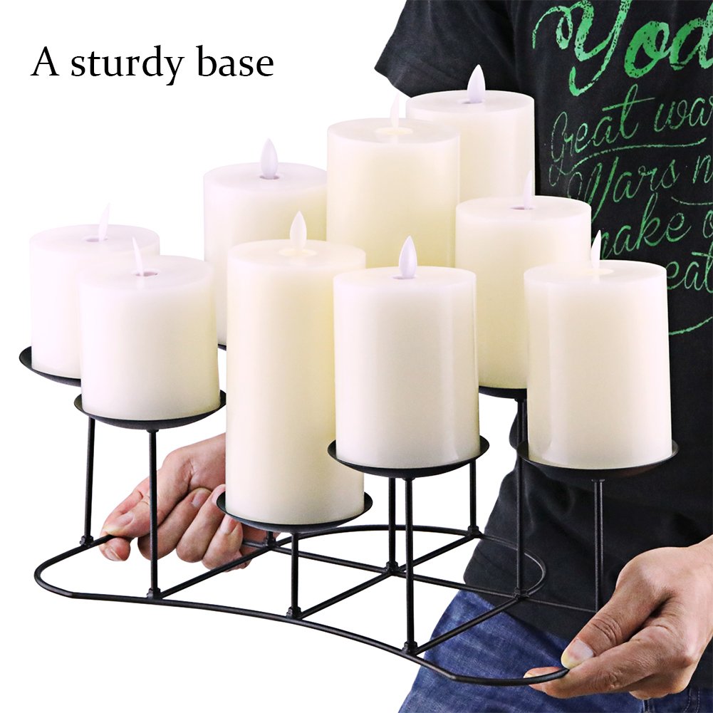 smtyle DIY 9 Mantle Candelabra Flameless or Wax Candle Holders for Fireplace with Black Iron Decoration on Desk Floor 61cJk5Nqb9L SL1001
