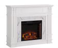 Canyon Fireplace Elegant Highpoint Faux Cararra Marble Electric Media Fireplace White