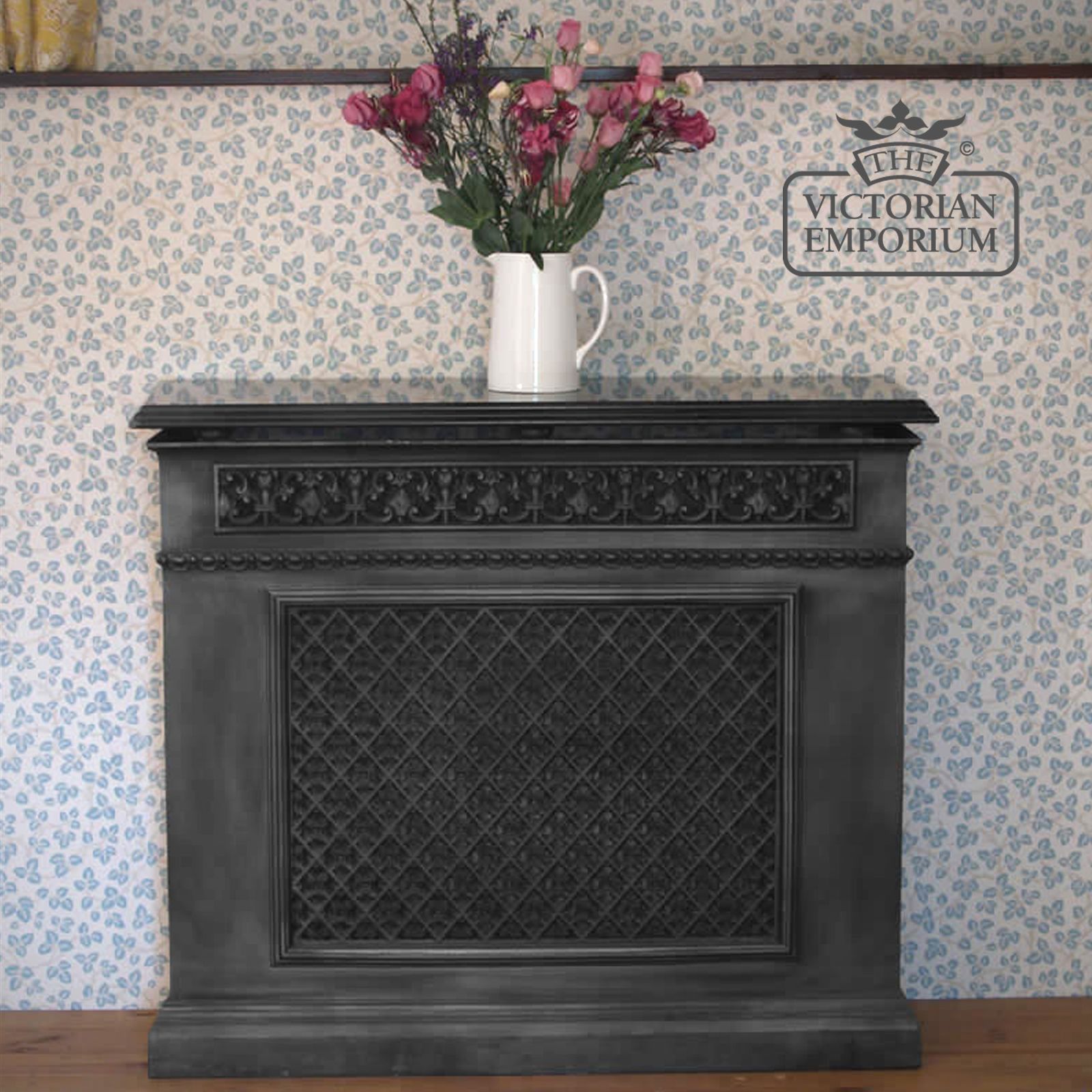 1 panel radiator cover castiron hall insitu granite top traditional victorian 19thcentry old semi decorative rx198 large