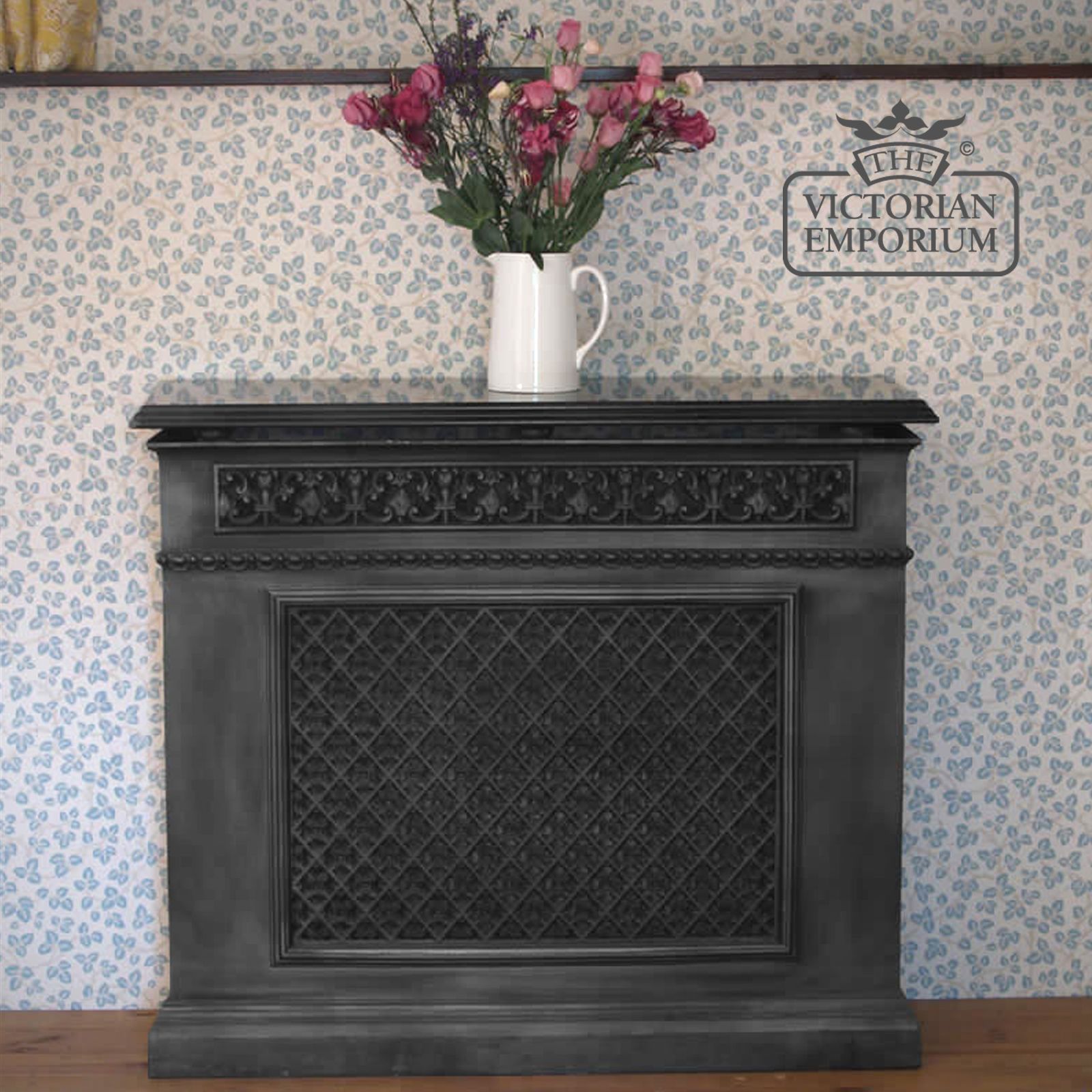 Decorative Cast Iron 1 Panel Radiator Cover with Criss Cross design 1 panel radiator cover castiron hall insitu granite top traditional victorian 19thcentry old semi decorative rx198 large