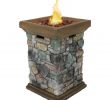 Cast Iron Outdoor Fireplace Elegant Sunnydaze Propane Fire Pit Column Outdoor Gas Firepit for Outside Patio & Deck with Cast Rock Design Lava Rocks Waterproof Cover and Steel