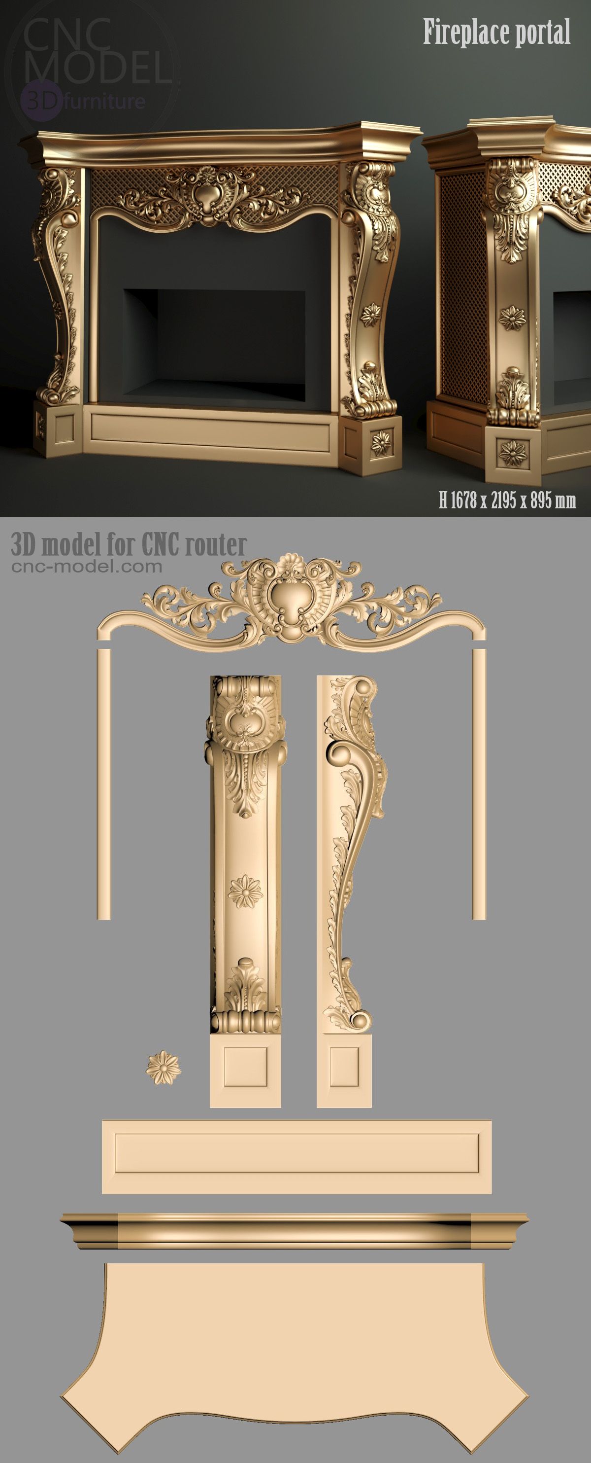 Castle Fireplace Unique A286 Fireplace Portal Cnc Model 3d Model for Cnc Router