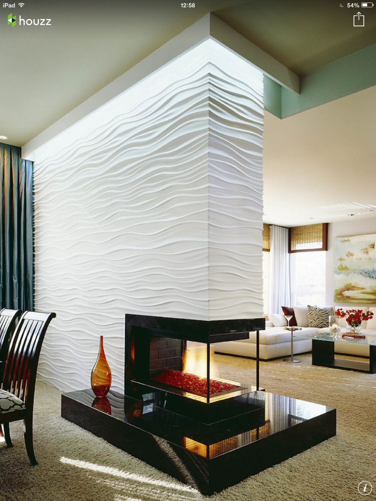 Central Fireplace Unique 3d Wavy Panels Phillips