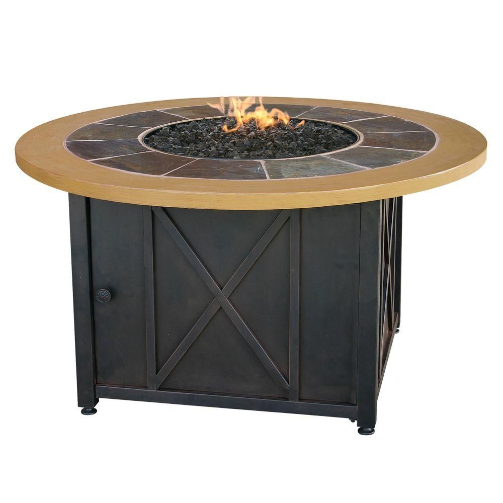 Ceramic Outdoor Fireplace Luxury Uniflame 43 In Round Slate Tile and Faux Wood Propane Gas