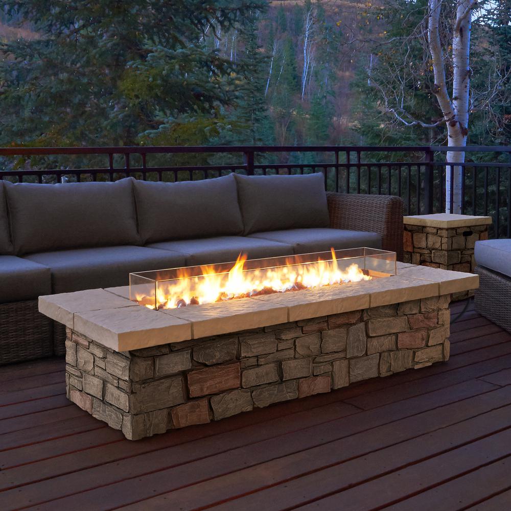 Charmglow Gas Fireplace Beautiful Sedona 66 In X 19 In Rectangle Fiber Concrete Propane Fire Pit In Buff with Natural Gas Conversion Kit