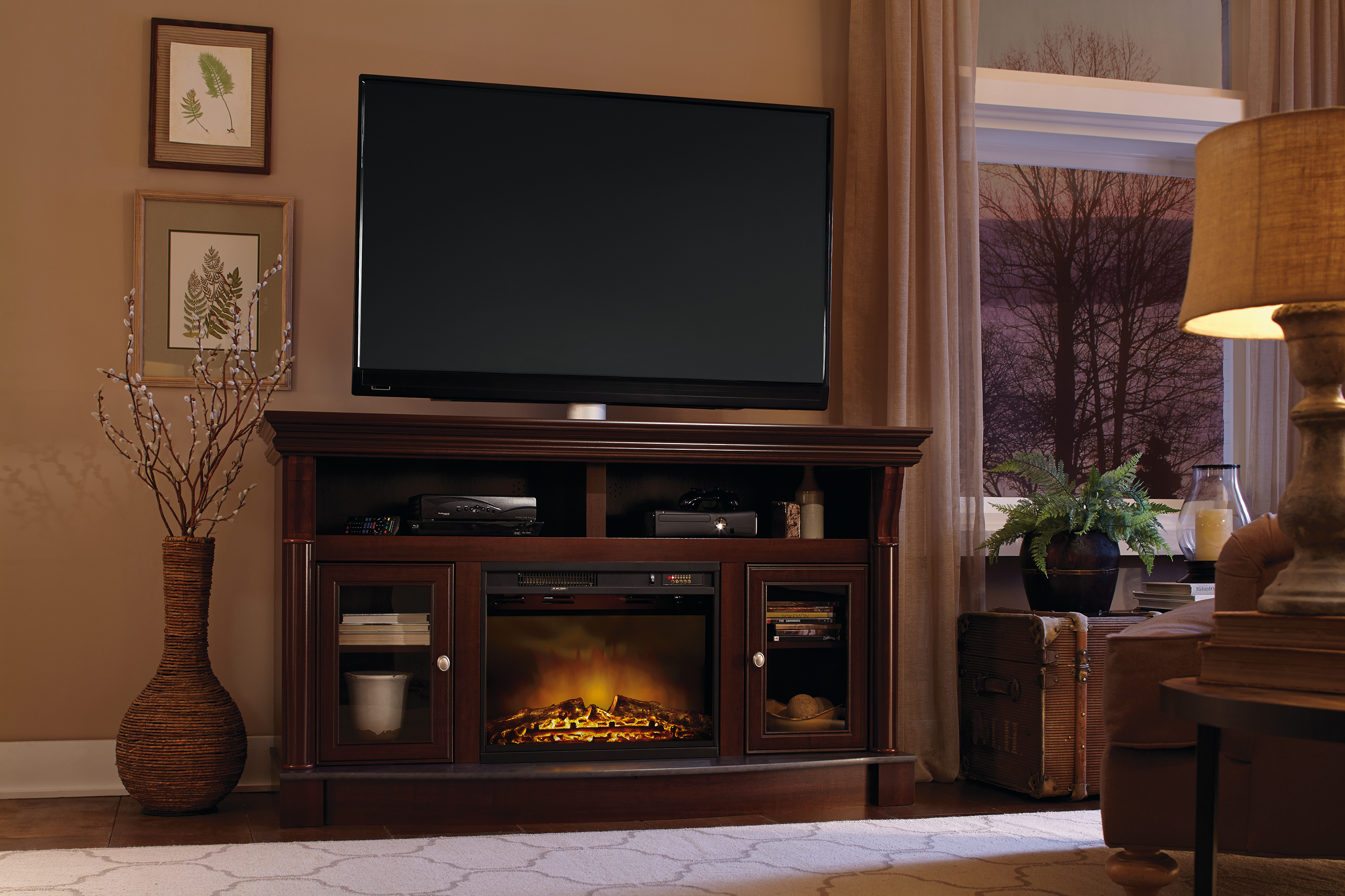 Cherry Electric Fireplace Tv Stand Beautiful Sauder Palladia Electric Fireplace Medium Console