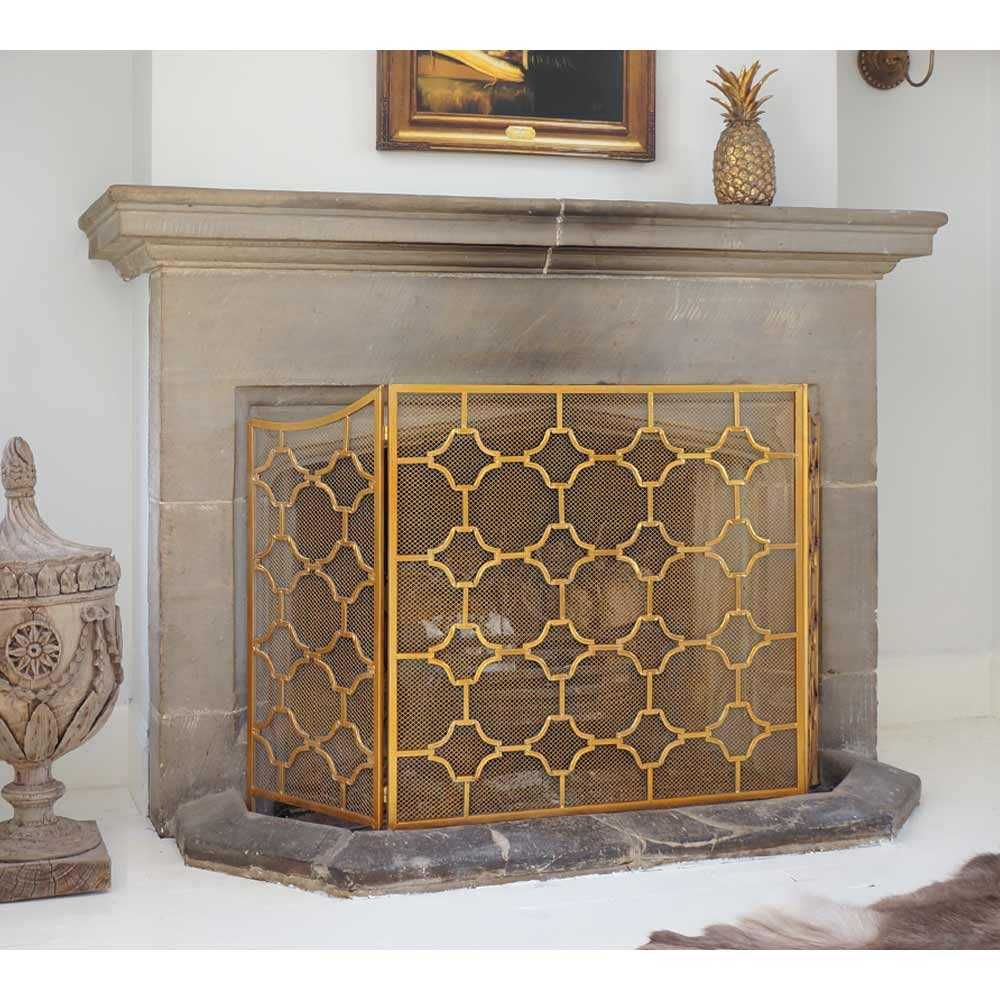 Chevron Fireplace Screen Luxury Bronze Mesh Fireplace Guard Gold Fireplace Screen French