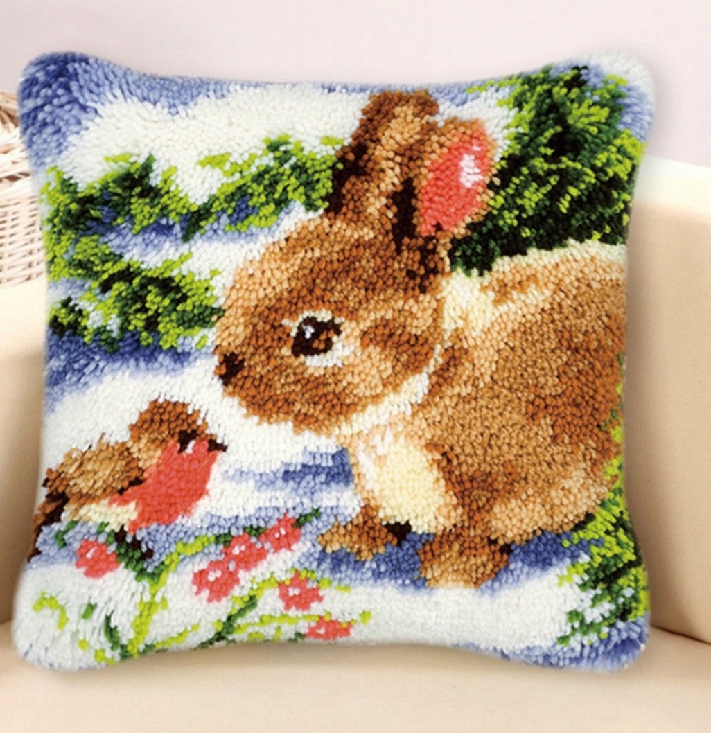 top 10 latch hook pillowcase kits list and free shipping DIY Rabbit Bird Animals font b Pillowcase b font font b Latch b font font b