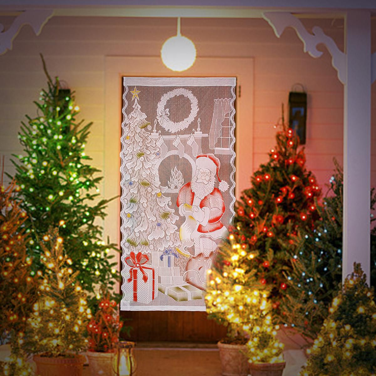 Christmas Fireplace Fresh 40 X 84 Christmas White Lace Window Curtain Panel Door Santa Claus Party Decor