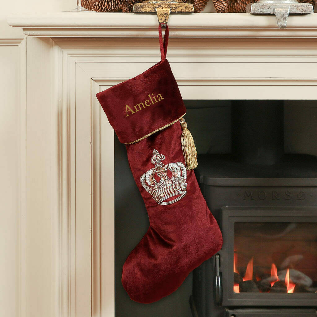 Christmas Stocking Holders for Fireplace Lovely Personalised Ruby Velvet Christmas Stocking