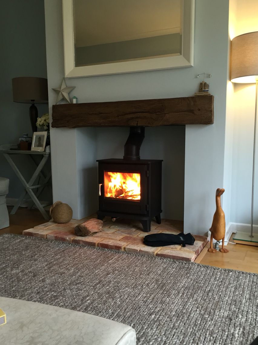 Churchill Fireplace Luxury Chesney Log Burner Timber Effect Beam Grey Rug Reclaimed