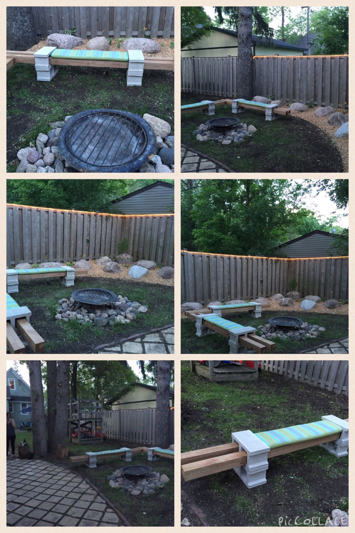 Cinder Block Outdoor Fireplace Inspirational Diy Cinder Block Seating Around A Firepit with Rope Lighting