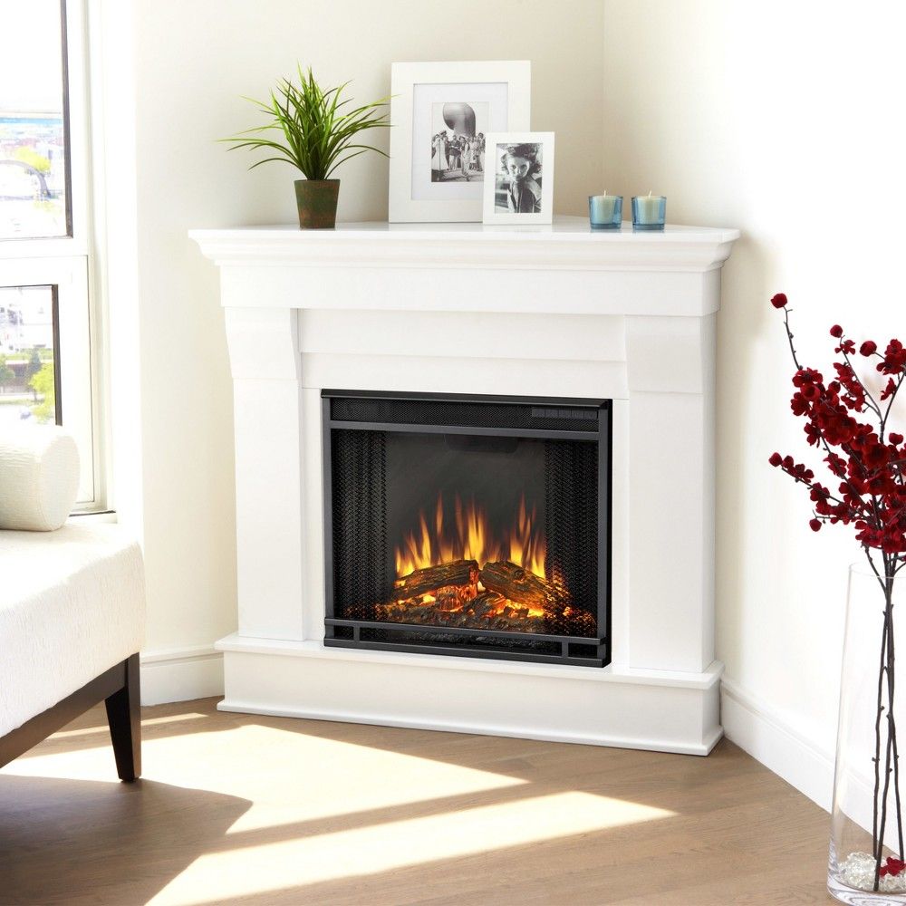 Classic Fireplaces Lovely Real Flame Chateau Corner Electric Fireplace White White