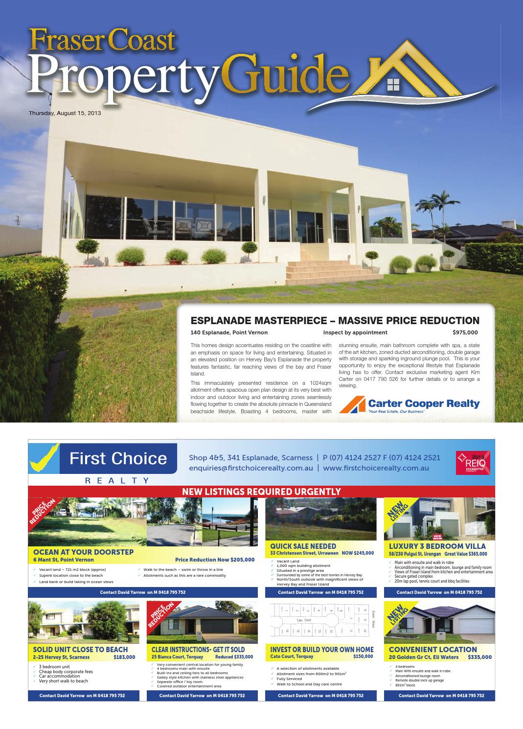 Fraser Coast Property Guide 15 August 2013 by Hervey Bay page 1