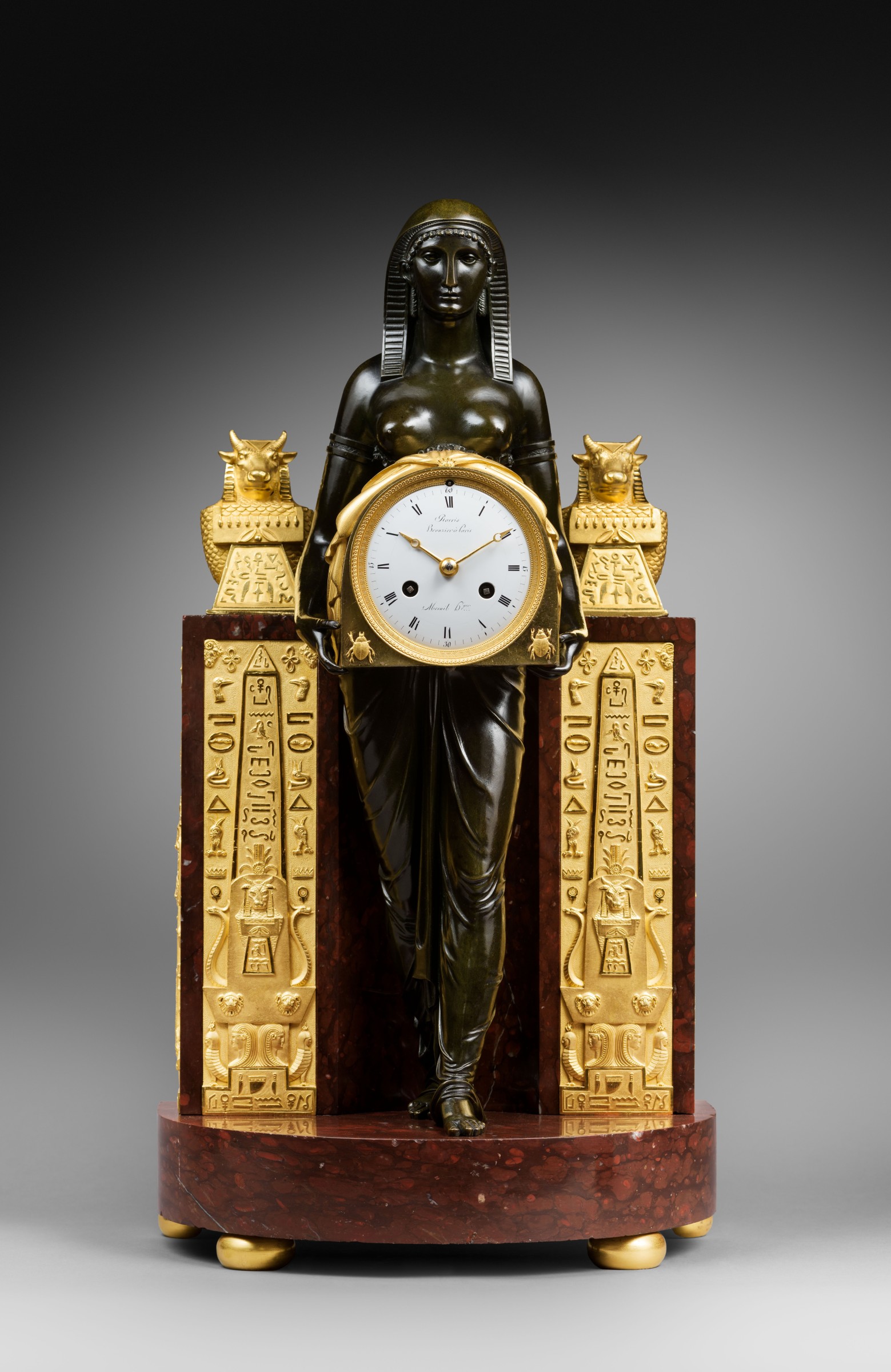 Mesnil An Empire Pendule L Egyptienne movement by Mesnil apf pendule169 01