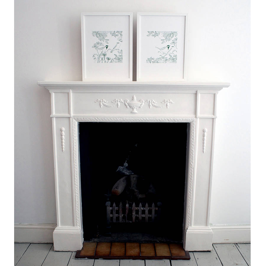 Congo Fireplace Awesome Pair Love Birds Print