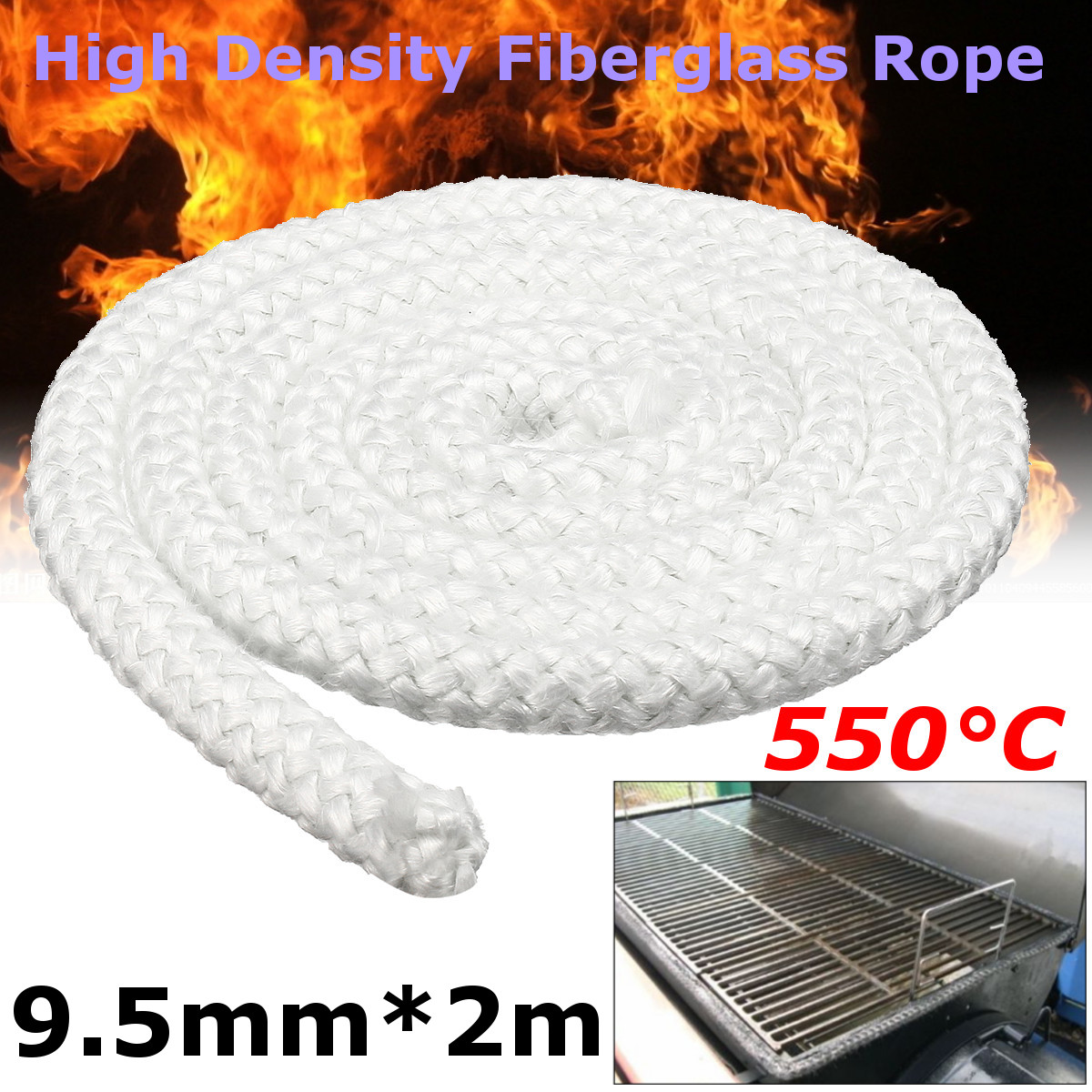 Congo Fireplace Unique Wood Stove Door Gasket Round Fiberglass Rope Seal High Density Fibreglass Strips Rope 9 5mmx2m