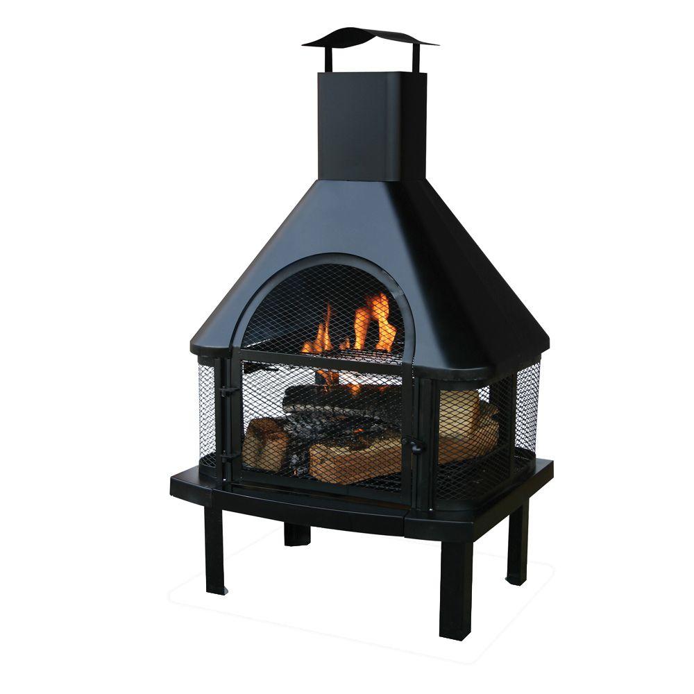 Connan Steel Wood Burning Outdoor Fireplace Best Of 45 In H Steel Wood Burning Outdoor Fireplace with Chimney and Included Wood Grate and Cooking Grate