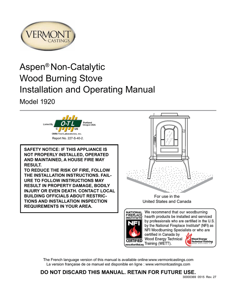 Aspen Non Catalytic Wood Burning Stove Installation and 1 de0dff74ec60e2e65b078a c9ecb