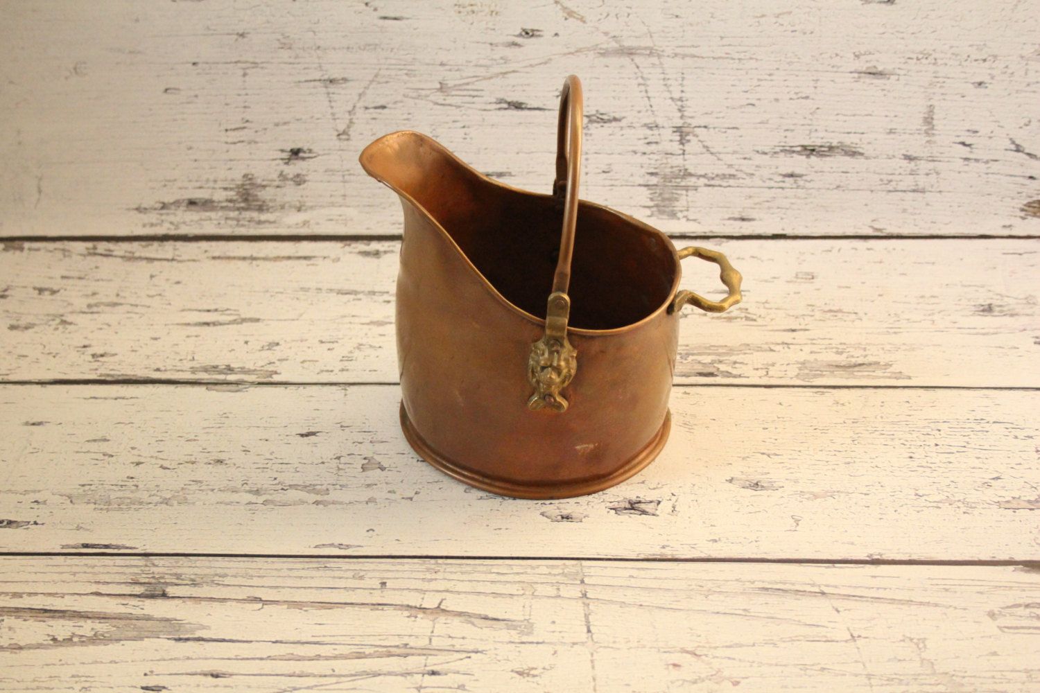 Copper Fireplace New Vintage solid Copper Fireplace Coal Bucket Scuttle Holder