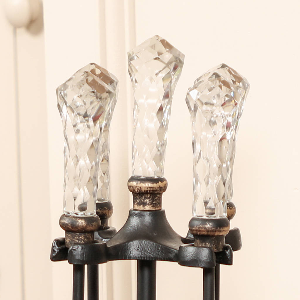 Marseille Fire Side Tools panion Set original glass handled fire side panion set