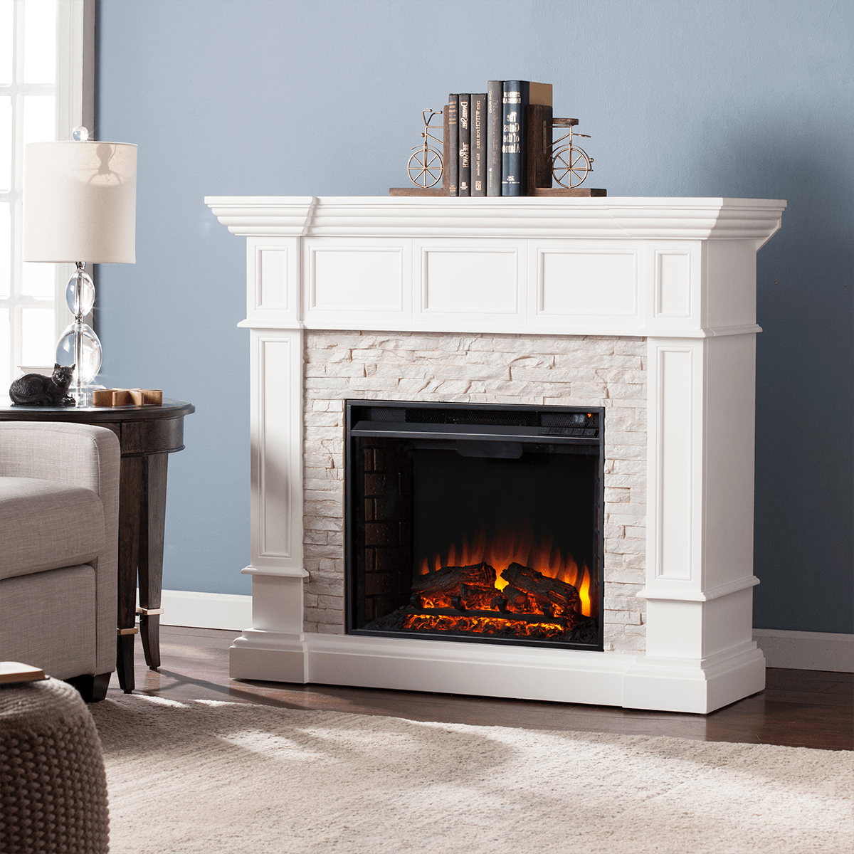 Corner Electric Fireplace with Mantel Luxury southern Enterprises Merrimack Simulated Stone Convertible Electric Fireplace