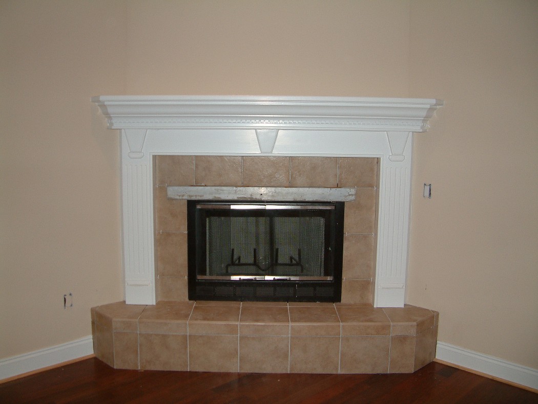 Corner Fireplace Decor with Mirror
