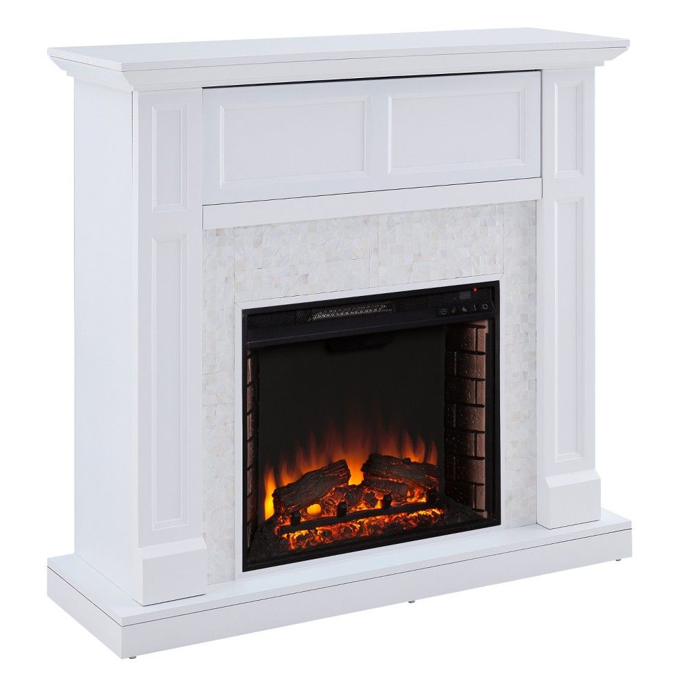 Nerrin Tiled Media Fireplace Console White Aiden Lane be9eaf eb52dbf064