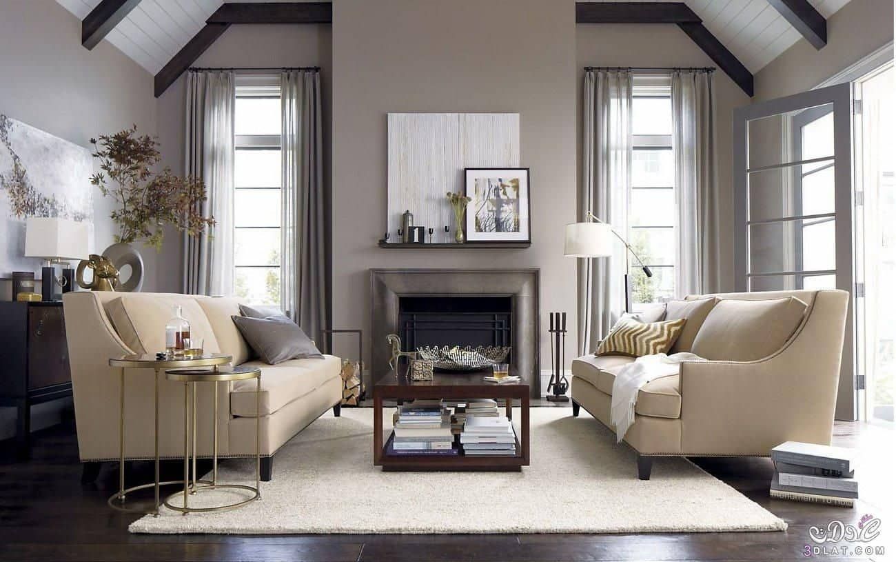 Couch In Front Of Fireplace Elegant Living Room with Grey Walls and Cream sofas In 2019