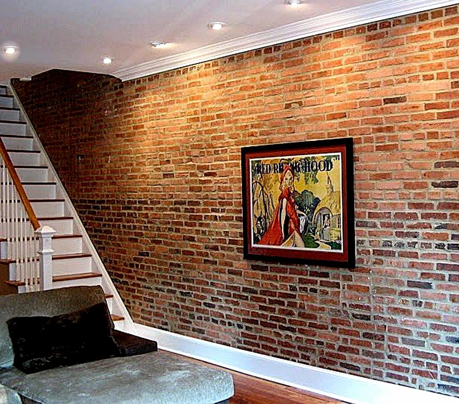 Cover Brick Fireplace with Wood Panels Beautiful Faux Brick Wall Really if that S Truly Fake Brick then