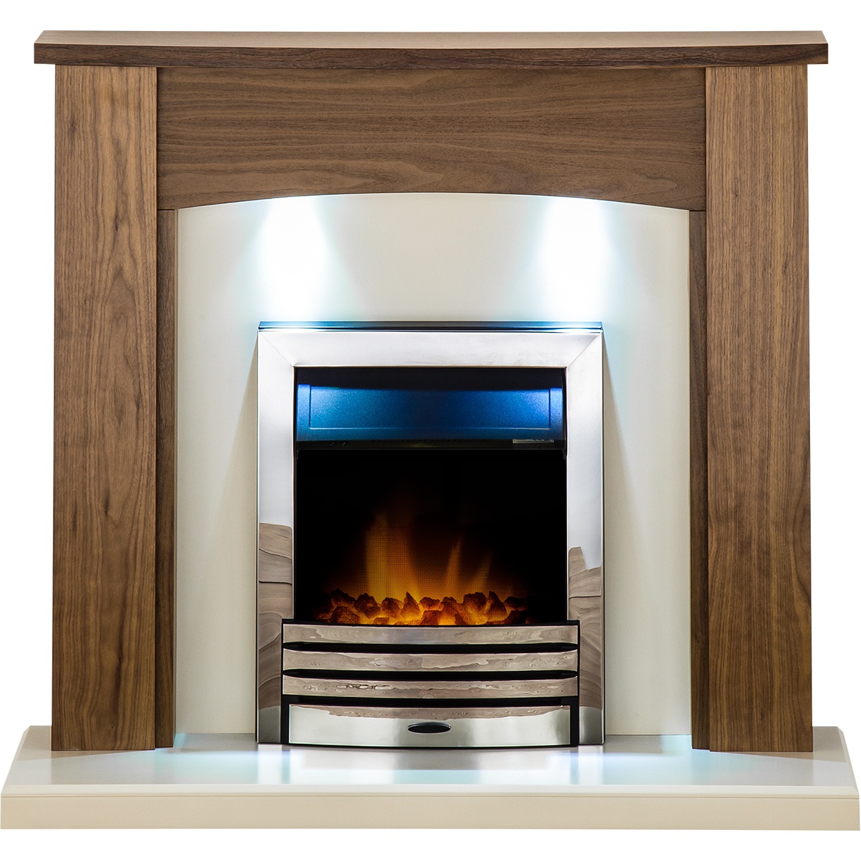 Cream Fireplace New Details About Adam Fireplace Suite Walnut & Eclipse Electric Fire Chrome and Downlights 48"