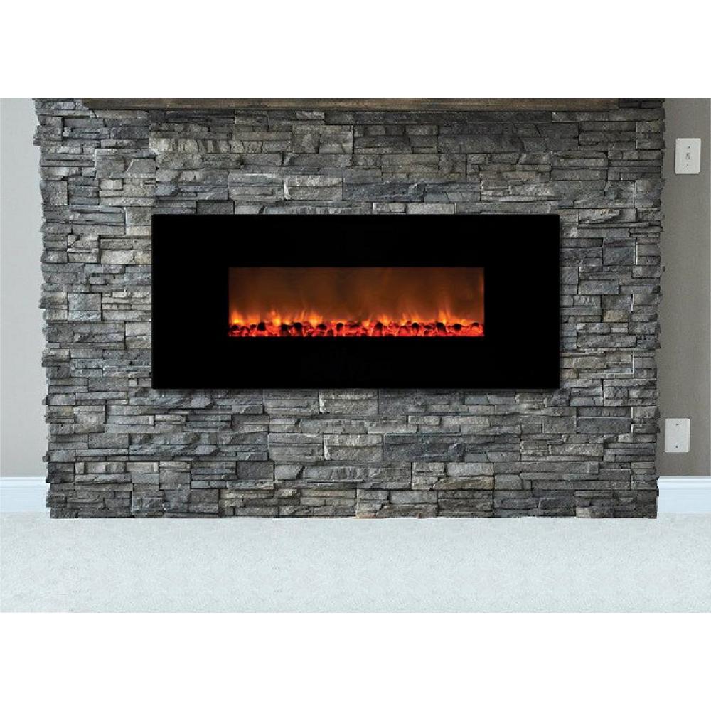 Decor Flame Electric Fireplace Unique Mood Setter 54 In Wall Mount Electric Fireplace In Black