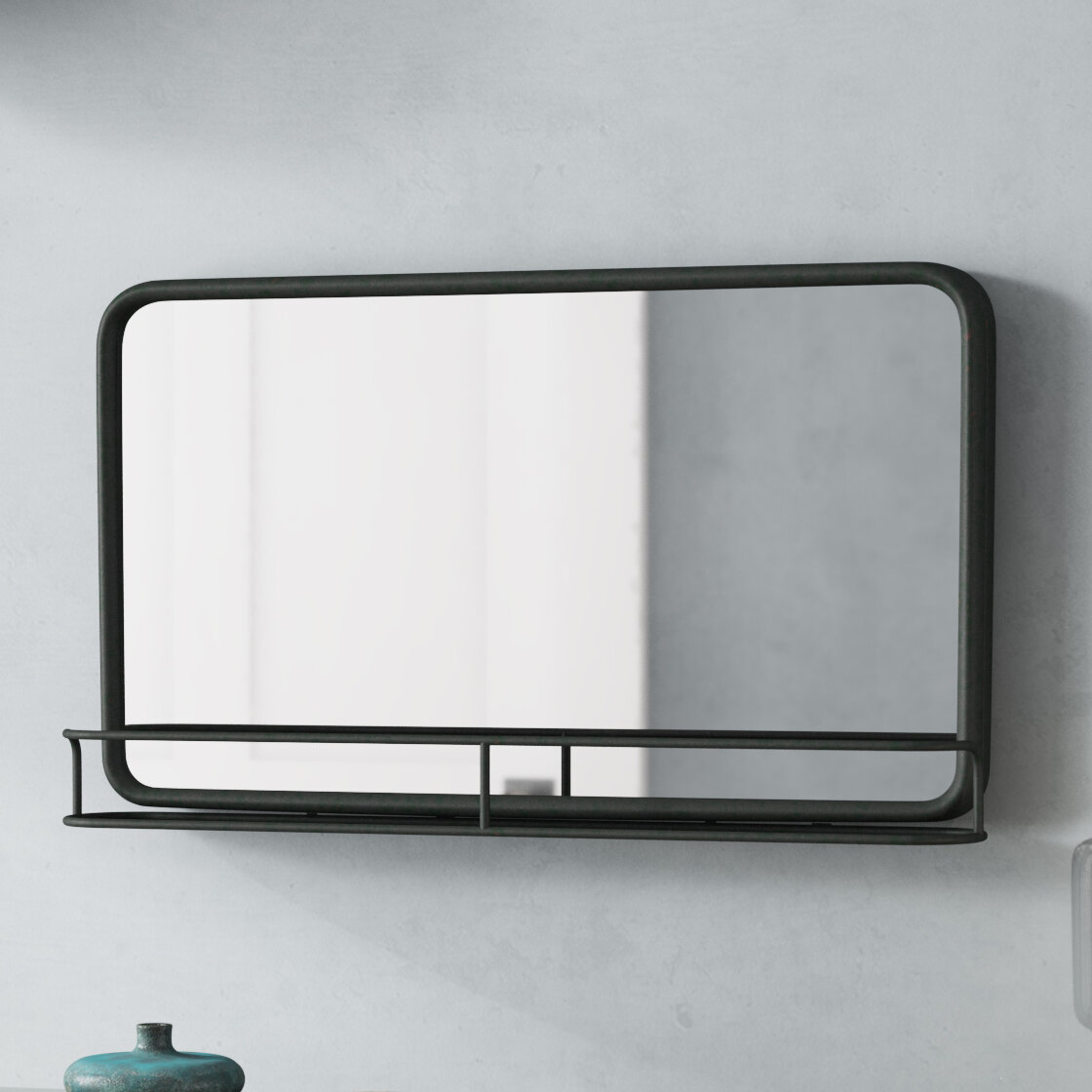 maloney metal with shelves accent mirror