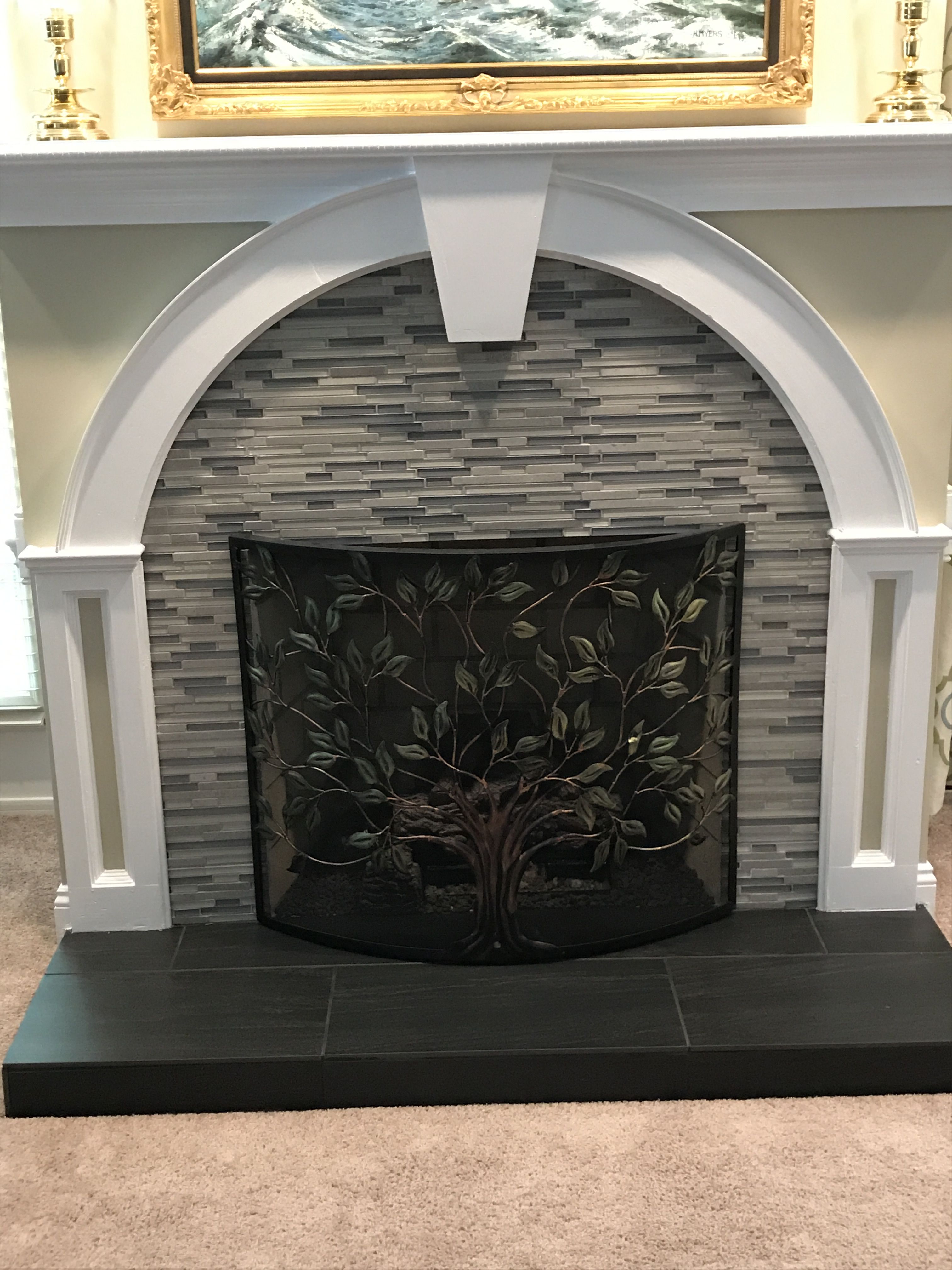 Decorative Tiles for Fireplace Luxury after Using Arlington Stria Glass and Stone Wall Tile for