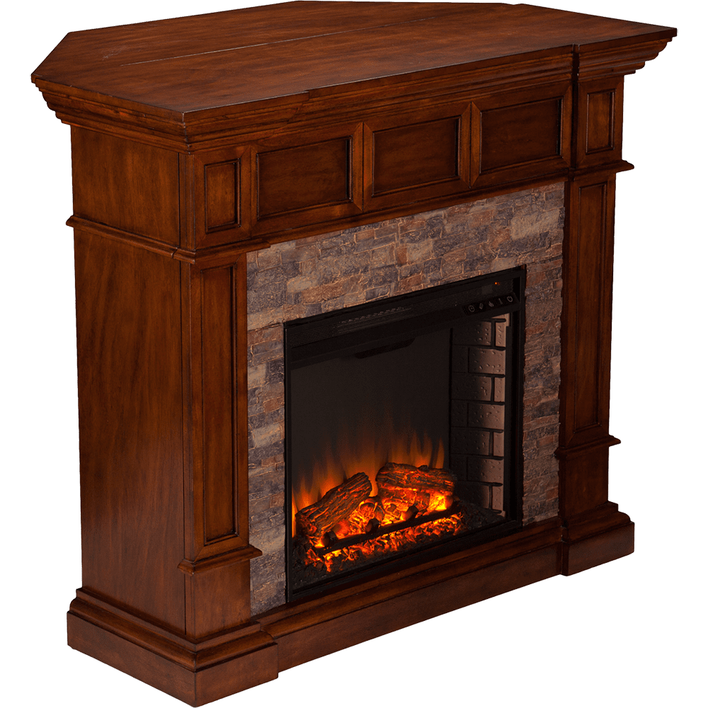 Southern Enterprises Merrimack Simulated Stone Convertible Electric Fireplace sei fe9637 merrimack simulated stone convertible electric fireplace corner fit