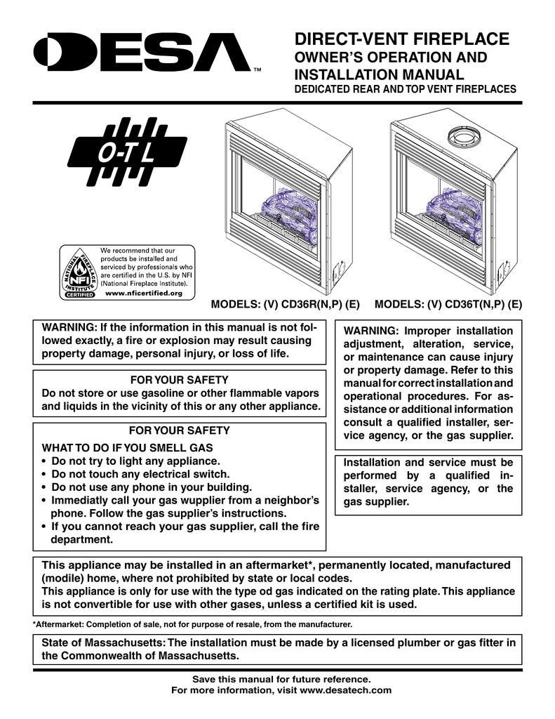 Direct Vent Fireplace Outside Cover Lovely Desa V Cd36t N Outdoor Fireplace User Manual