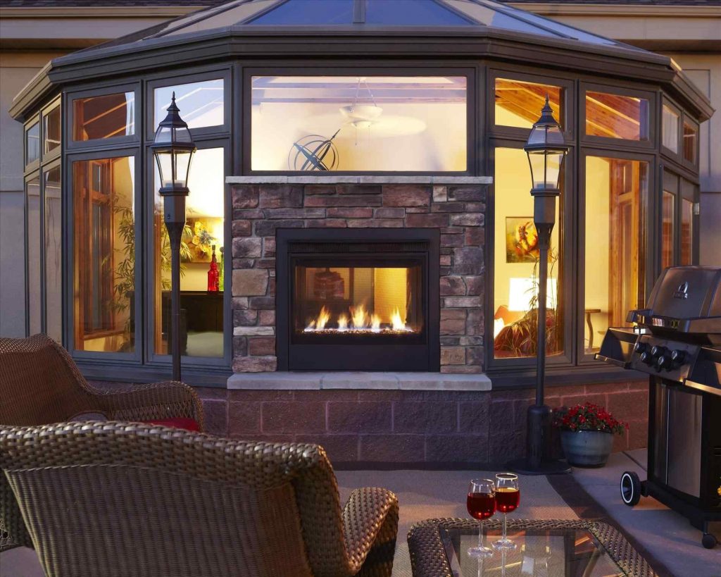 Double Sided Fireplace Design Unique 9 Two Sided Outdoor Fireplace Ideas