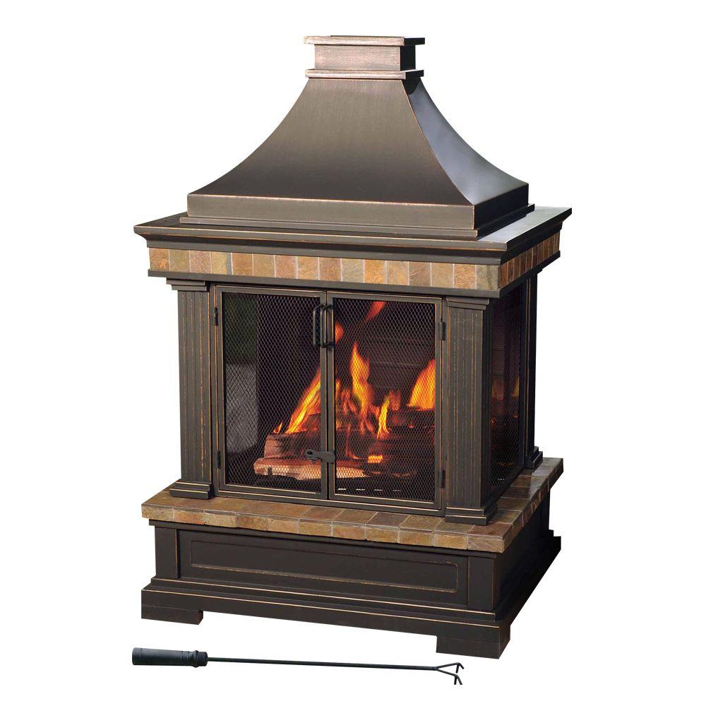 Double Sided Wood Fireplace Awesome Sunjoy Amherst 35 In Wood Burning Outdoor Fireplace